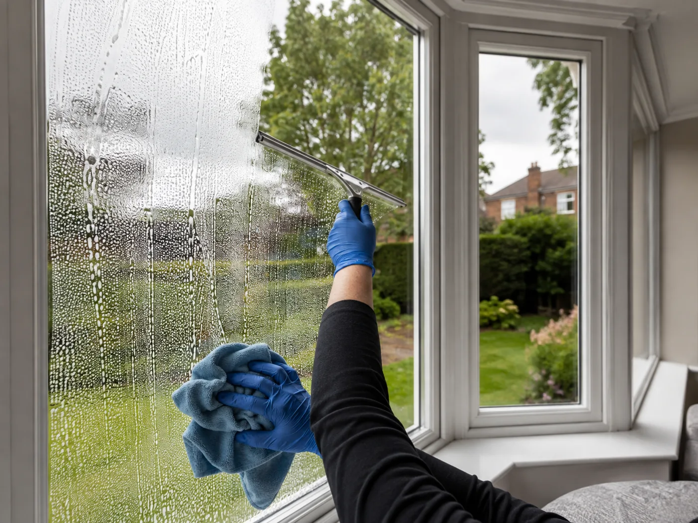 Cleaning the inside of a window to a streak-free finish