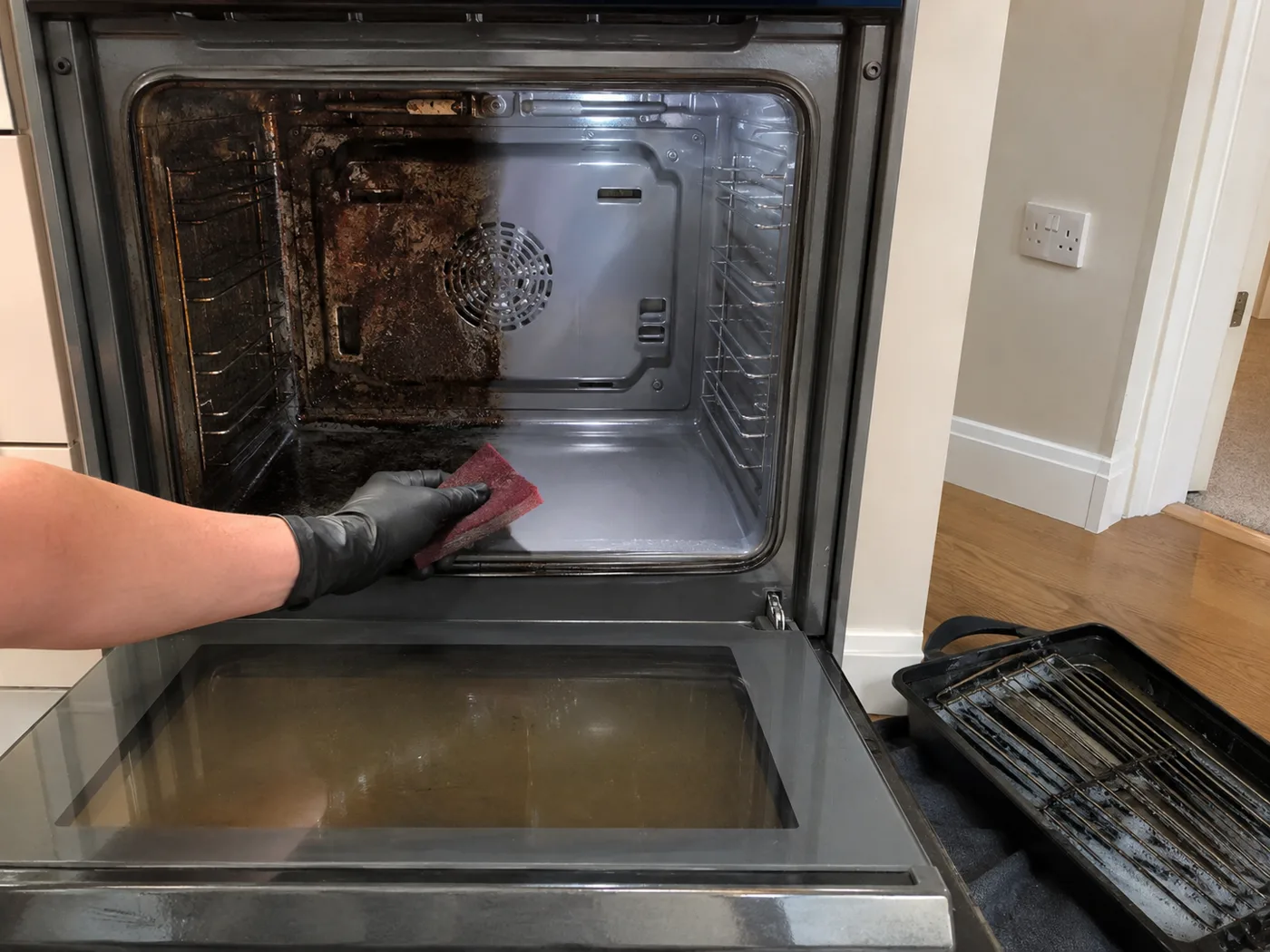 Oven interior degreased and restored after a professional oven clean